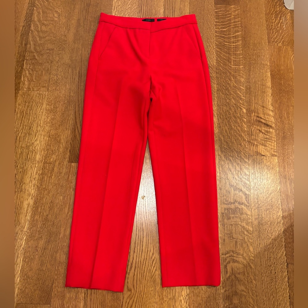 J. Crew Red Cropped Dress Pants